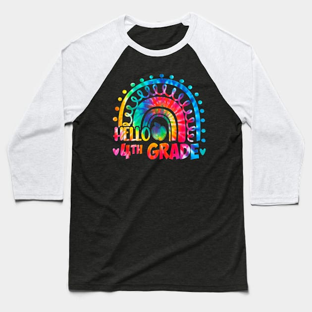 Rainbow Hello 4th Grade Teacher Back To School Baseball T-Shirt by torifd1rosie